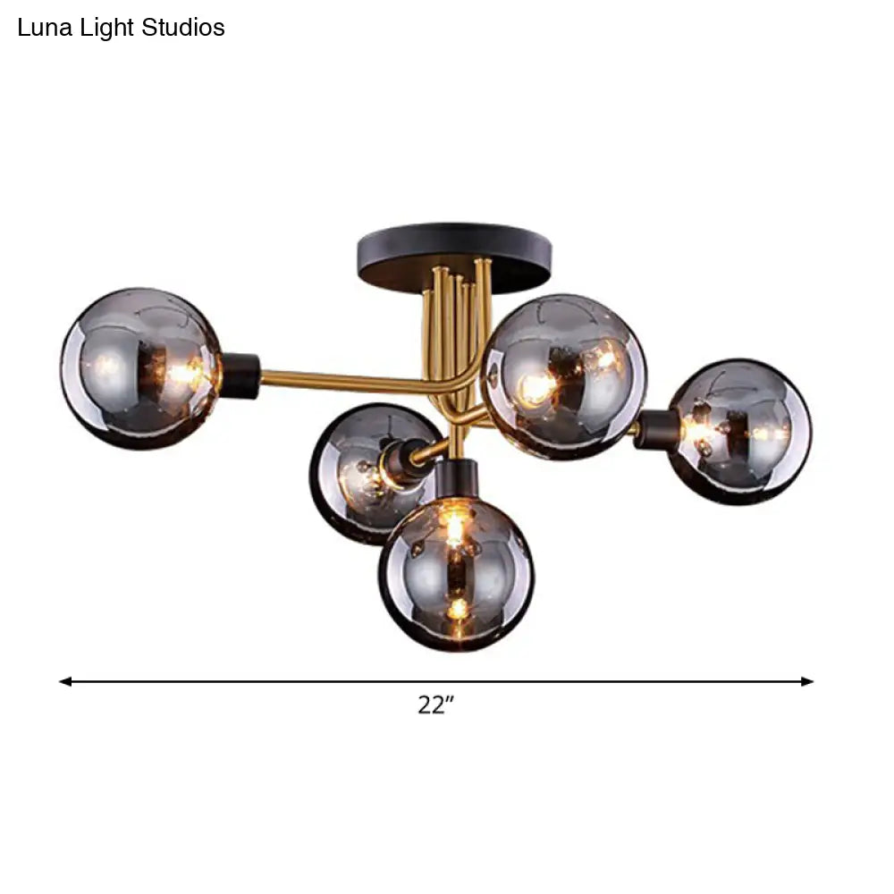 DecorBites™ DecorBites™ Postmodern Glass Modo Chandelier Ceiling Mount: Semi Flush Black Brass Light Fixture
