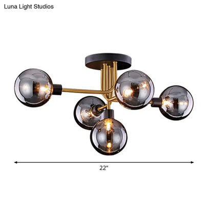 DecorBites™ DecorBites™ Postmodern Glass Modo Chandelier Ceiling Mount: Semi Flush Black Brass Light Fixture