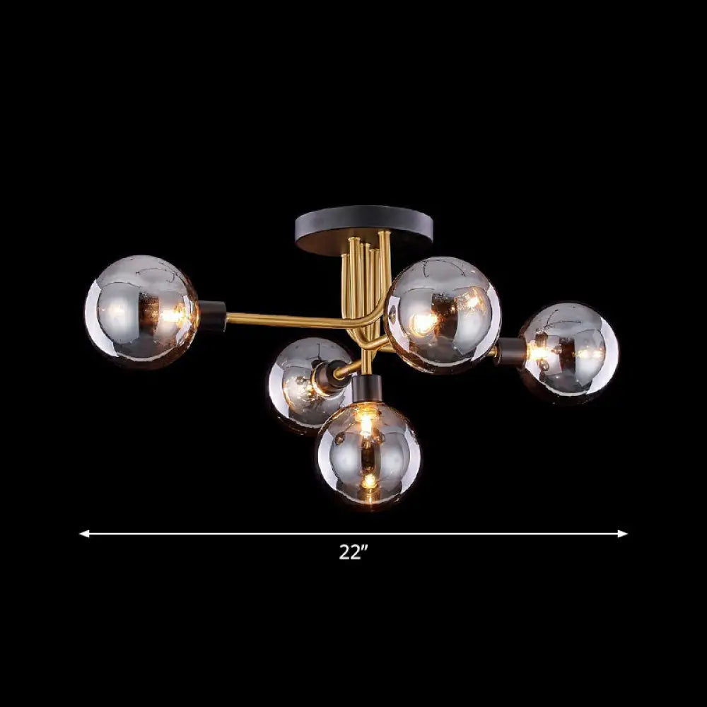 DecorBites™ DecorBites™ Postmodern Glass Modo Chandelier Ceiling Mount: Semi Flush Black Brass Light Fixture