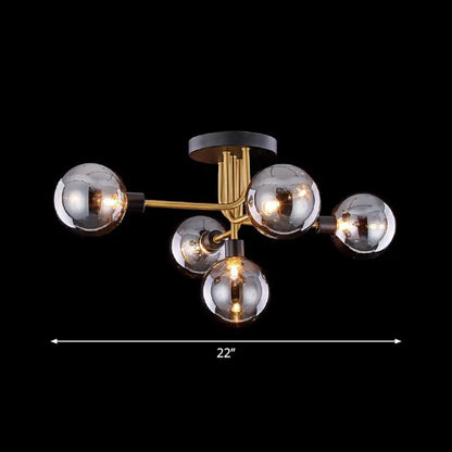 DecorBites™ DecorBites™ Postmodern Glass Modo Chandelier Ceiling Mount: Semi Flush Black Brass Light Fixture