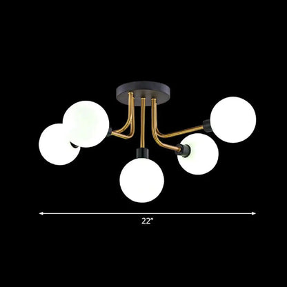 DecorBites™ DecorBites™ Postmodern Glass Modo Chandelier Ceiling Mount: Semi Flush Black Brass Light Fixture