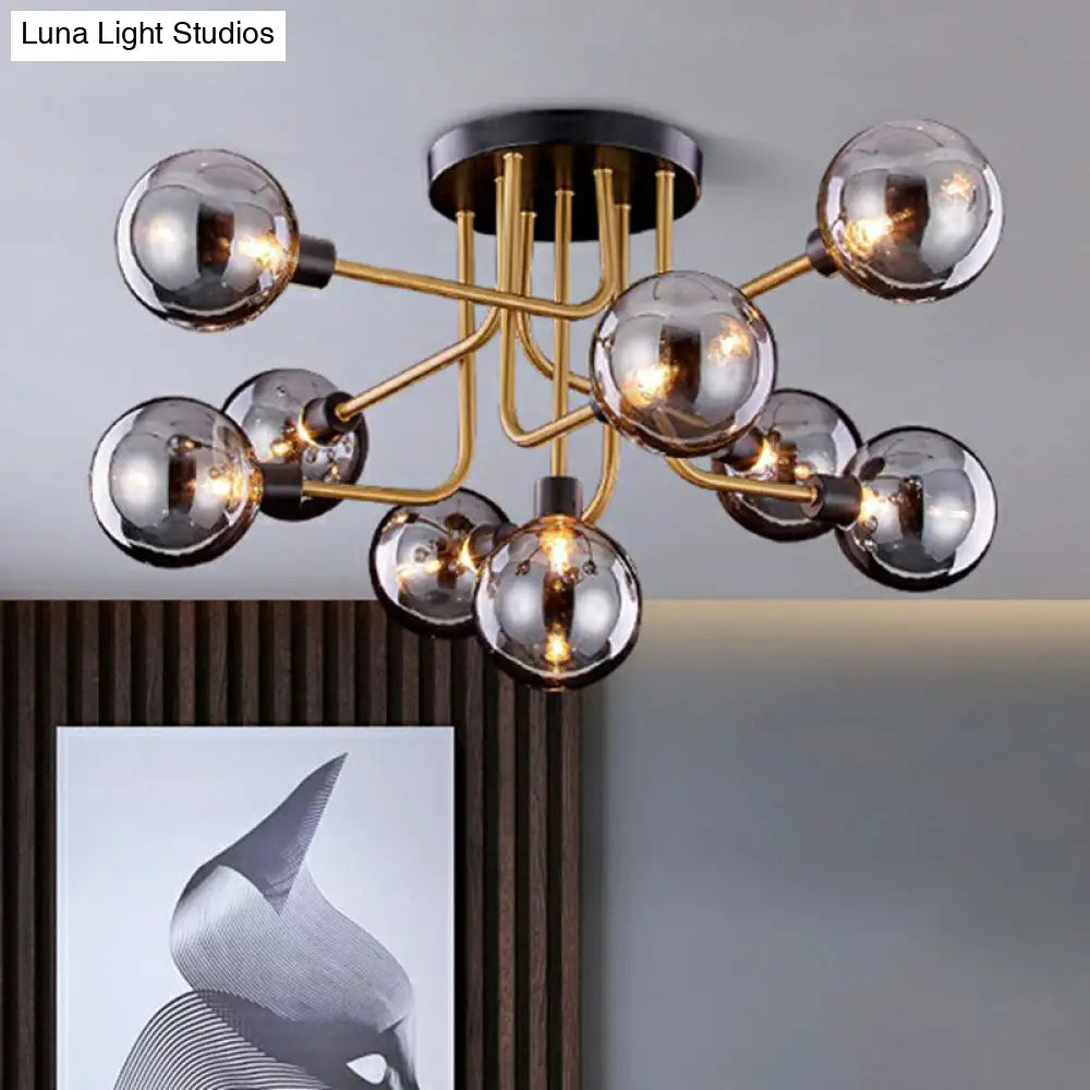 DecorBites™ DecorBites™ Postmodern Glass Modo Chandelier Ceiling Mount: Semi Flush Black Brass Light Fixture