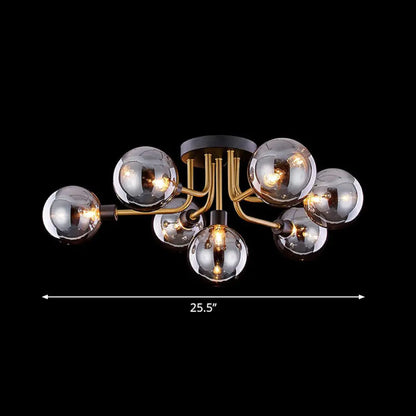 DecorBites™ DecorBites™ Postmodern Glass Modo Chandelier Ceiling Mount: Semi Flush Black Brass Light Fixture