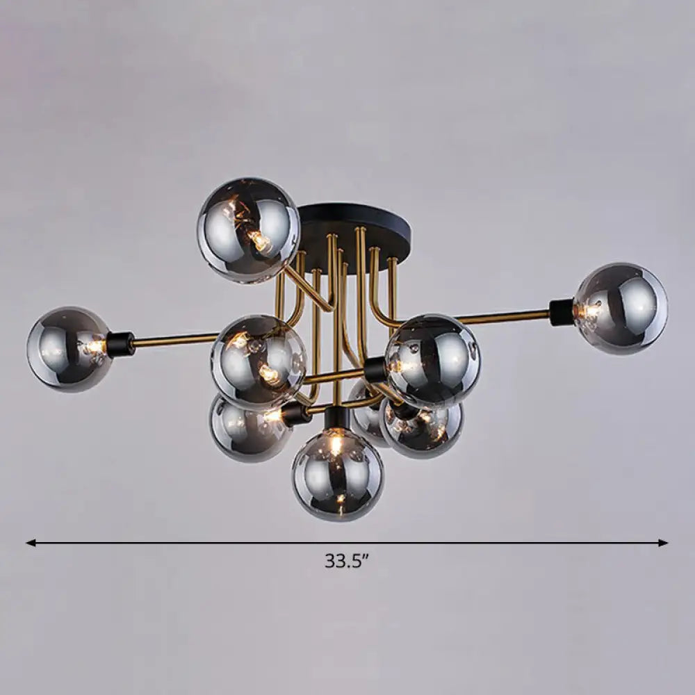 DecorBites™ DecorBites™ Postmodern Glass Modo Chandelier Ceiling Mount: Semi Flush Black Brass Light Fixture