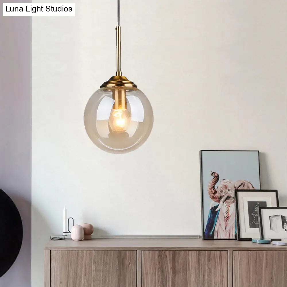 Postmodern Glass Pendant Light: Sphere Drop Design with Bedside & Ceiling Mounts - Brass Finish