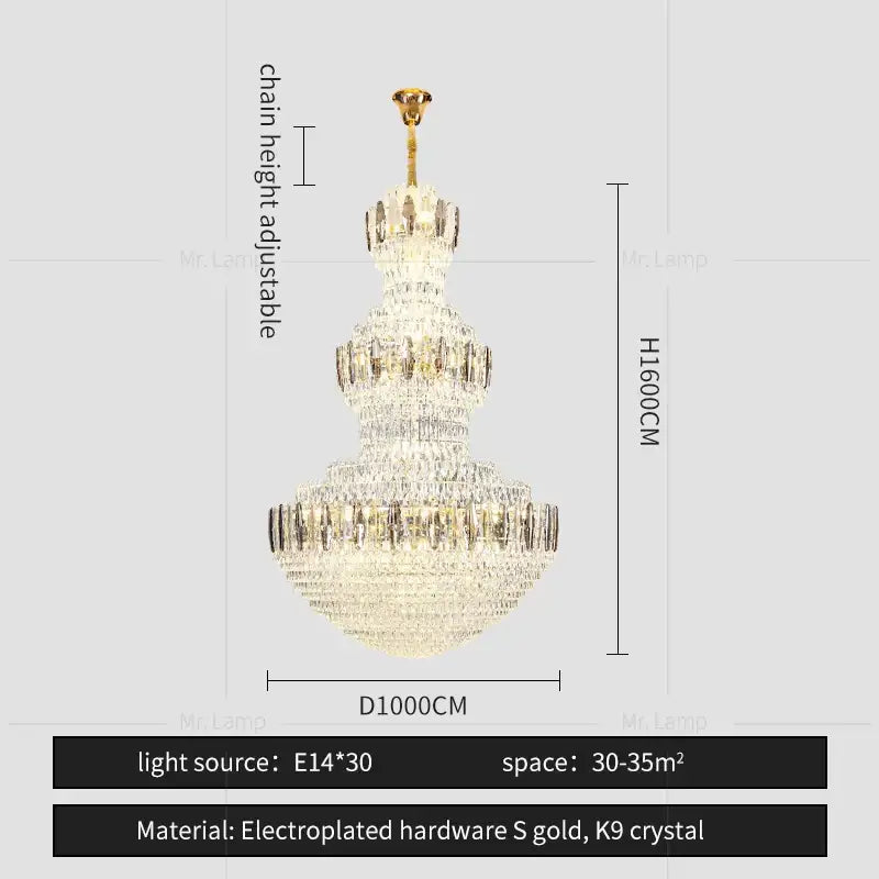 Postmodern gold and silver decorbites crystal chandelier with k9 crystals and gold electroplated hardware for hotel lobby
