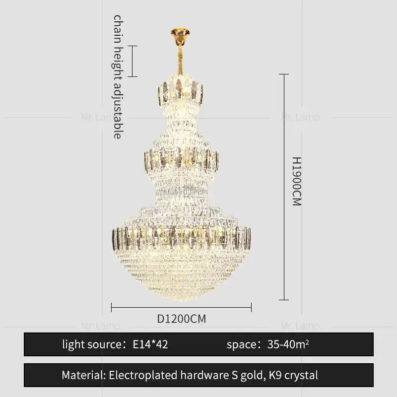 Postmodern gold and silver decorbites crystal chandelier with sparkling k9 crystal tiers for elegant hotel lobby spaces