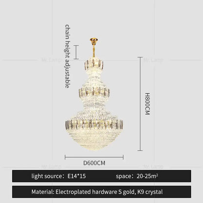 Postmodern gold and silver decorbites crystal chandelier with multi-tiered sparkling k9 crystals for elegant spaces