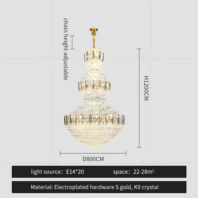 Postmodern gold and silver decorbites crystal chandelier with k9 crystal and gold electroplated hardware for elegant spaces