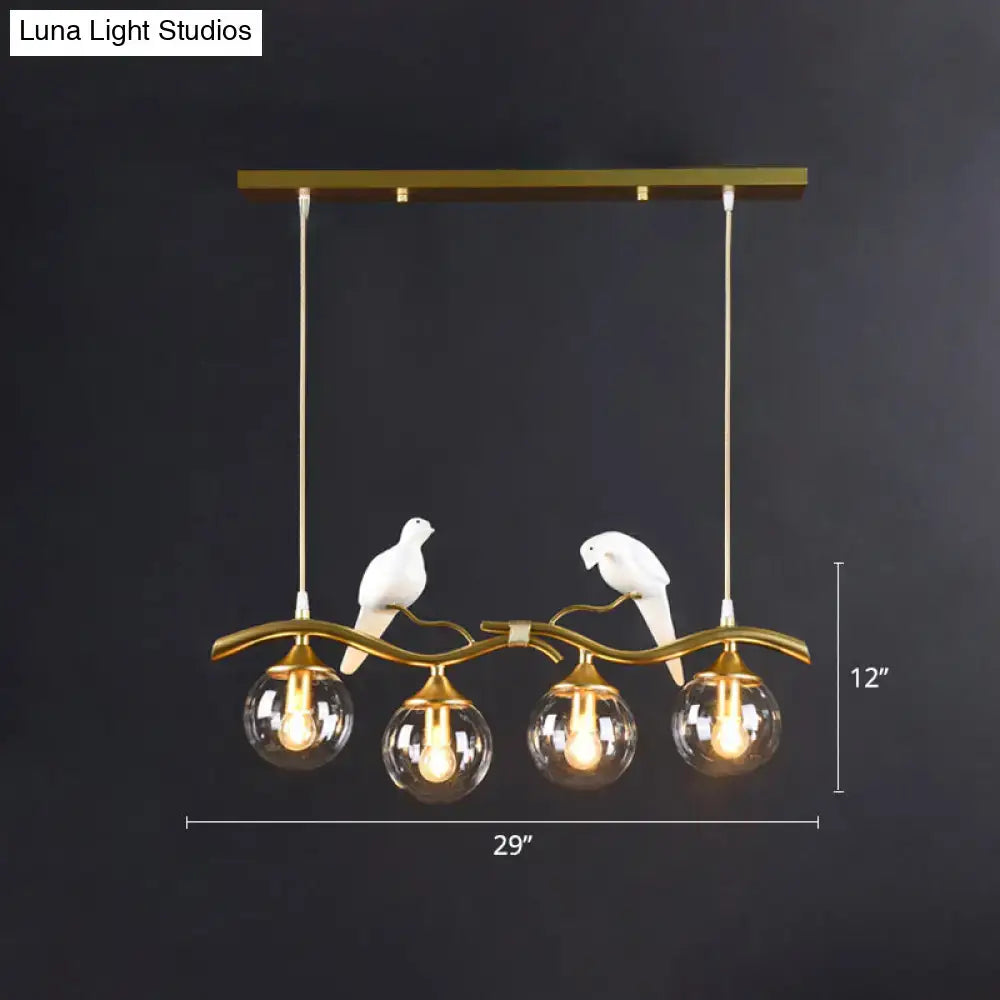 Gold-toned decorbites sleek postmodern glass pendant light with twig and bird deco for 110v-120v and 220v-240v use