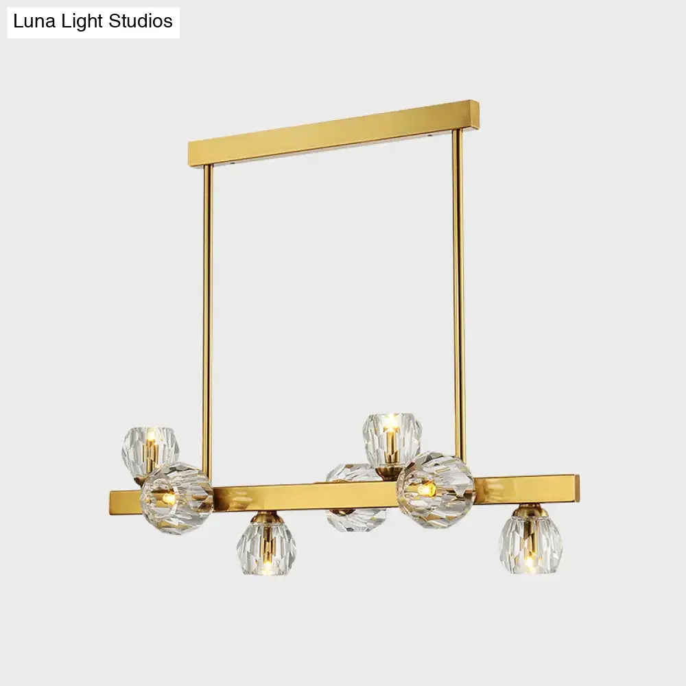 Decorbites™ postmodern gold branch design pendant light with clear crystal spheres ideal for island lighting