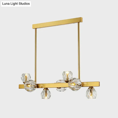 Decorbites™ postmodern gold branch design pendant light with clear crystal spheres ideal for island lighting