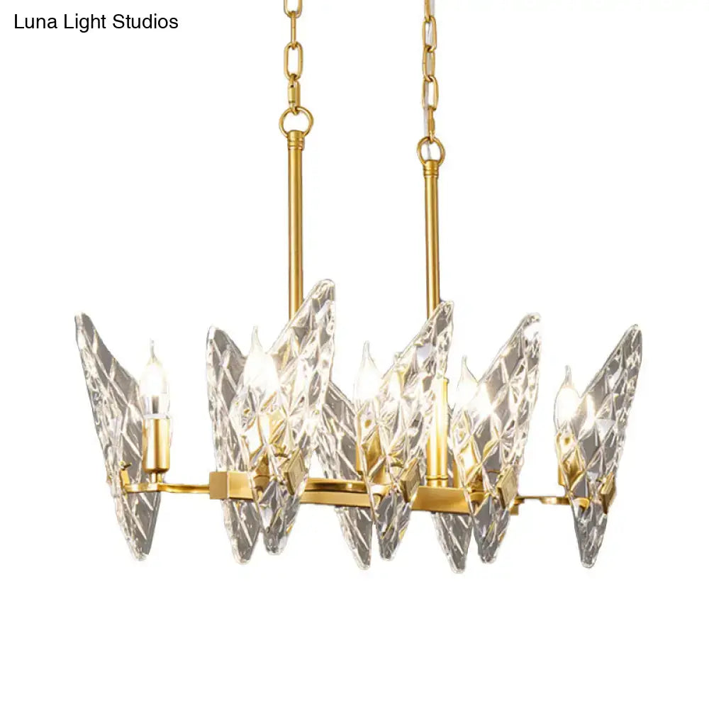 Decorbites gold lattice glass candelabra suspension lamp with gold finish and clear crystal butterfly shades compatible with e12 e14 bulb base 220v-240v