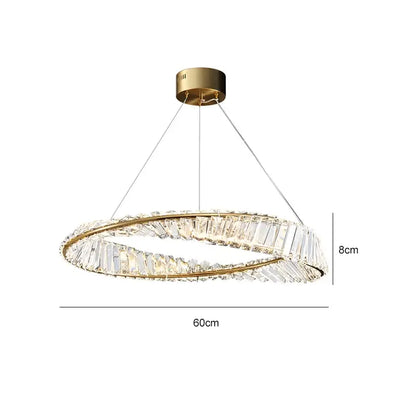 Postmodern gold crystal ring light chandelier with clear crystal facets for living room decorbites crystal ring decor