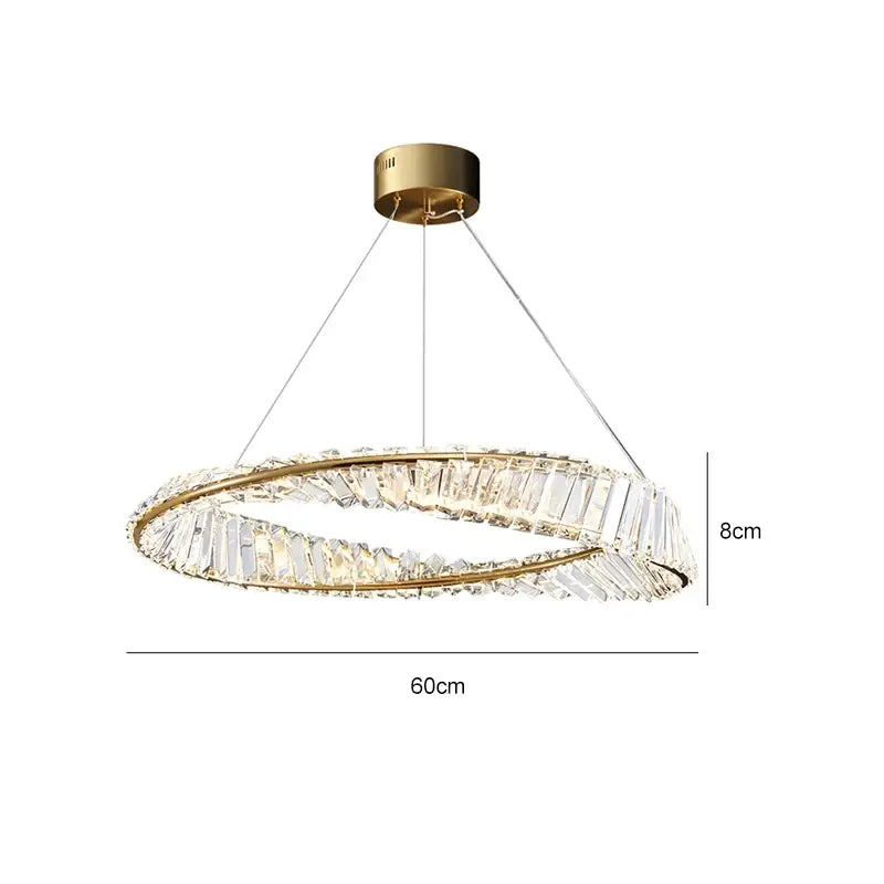 Postmodern gold crystal ring light chandelier with clear crystal facets for living room decorbites crystal ring decor