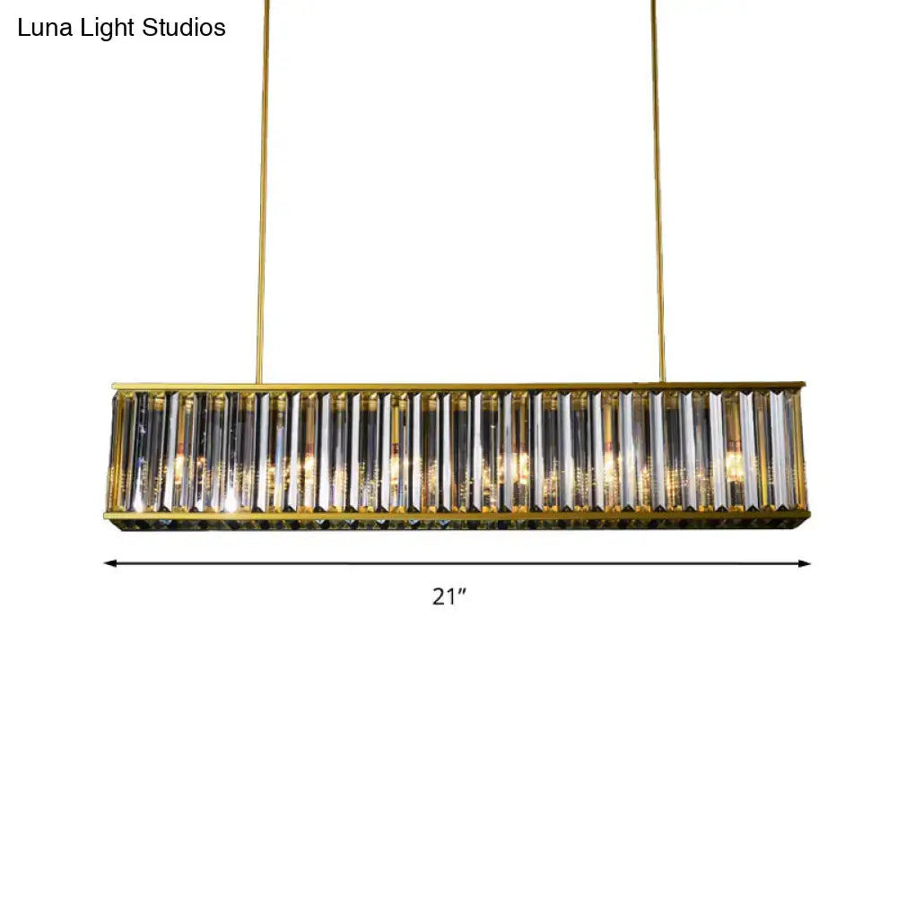 DecorBites gold crystal rod island light with gold finish rectangular shade shape and two hanging chains