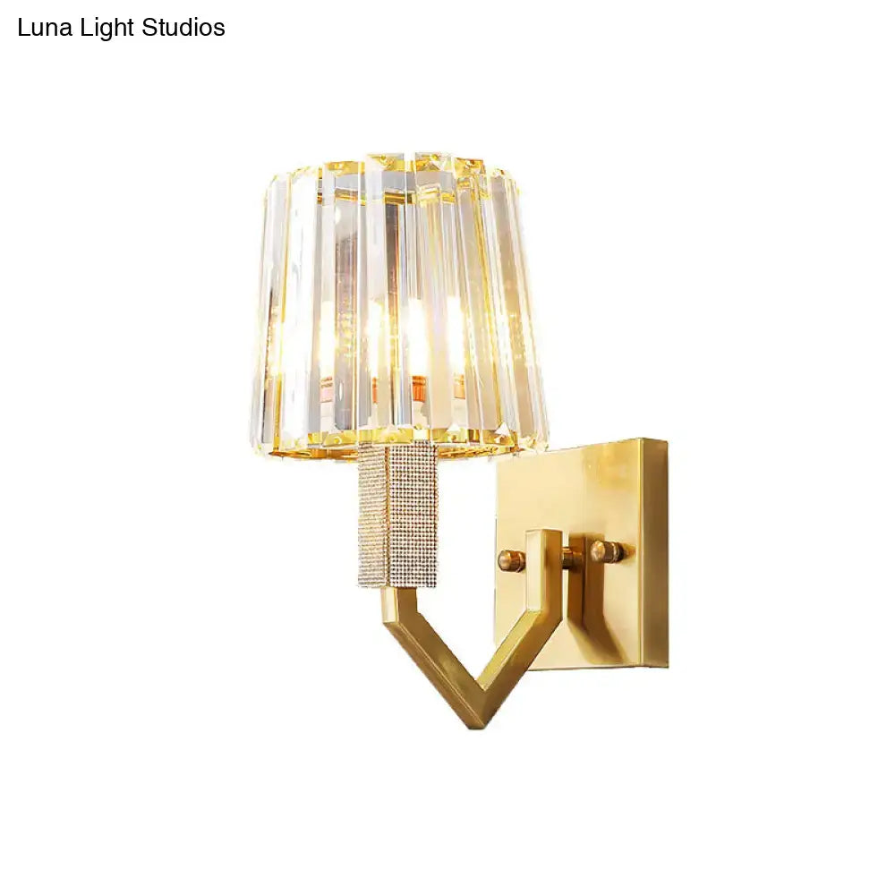 Postmodern gold crystal wall lamp with faceted shade and beaded accent wall mount light 220v 240v 110v 120v