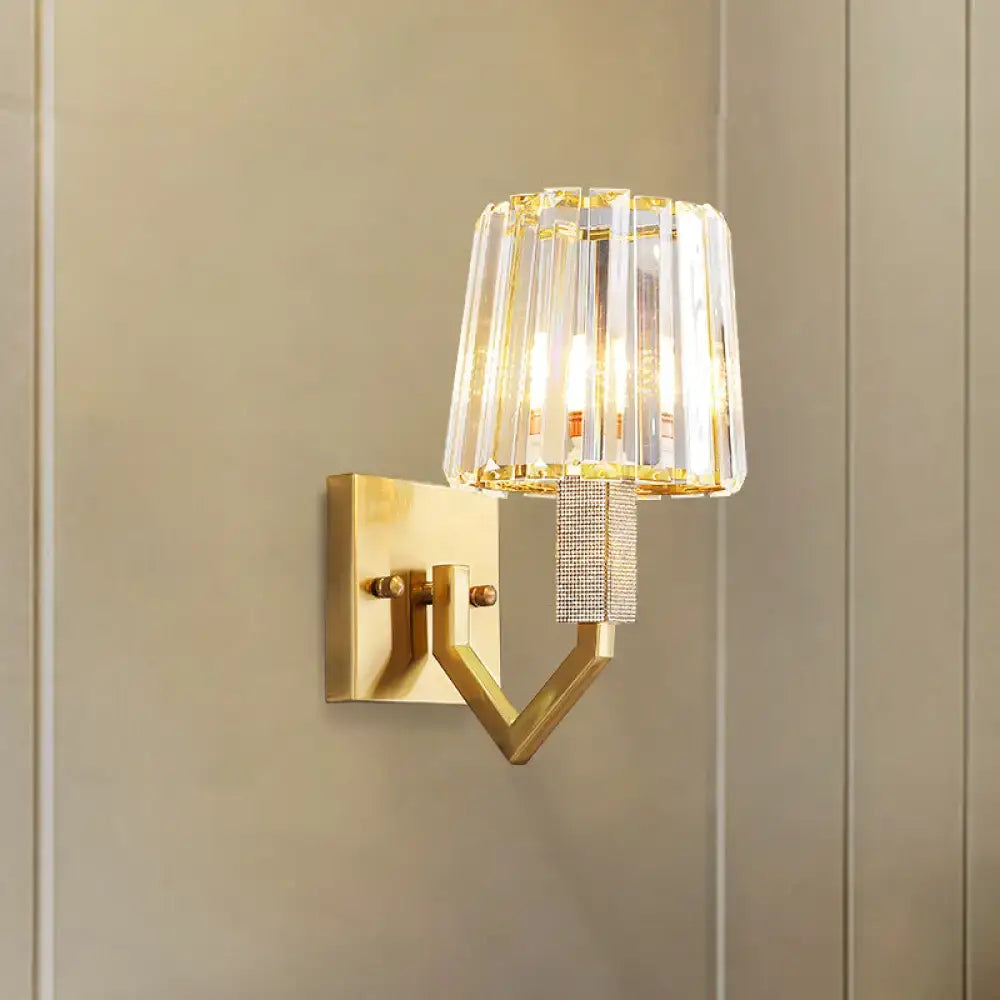 Postmodern gold crystal wall lamp with diamond-encrusted accent and crystal fringe lampshade wall mount 220v-240v 110v-120v