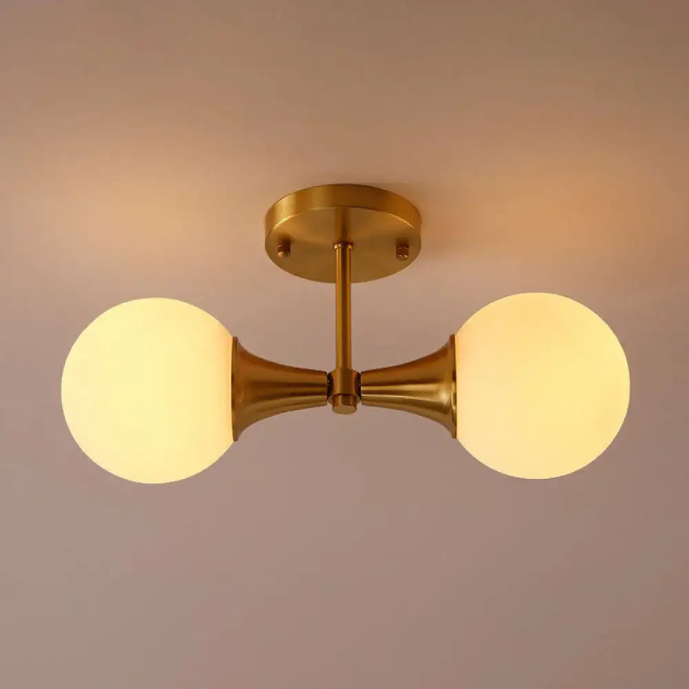 DecorBites™ DecorBites™ Postmodern Gold Finish Flush Mount Ceiling Light with White Glass Ball