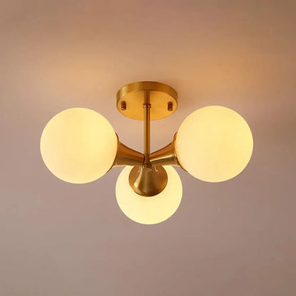 DecorBites™ DecorBites™ Postmodern Gold Finish Flush Mount Ceiling Light with White Glass Ball
