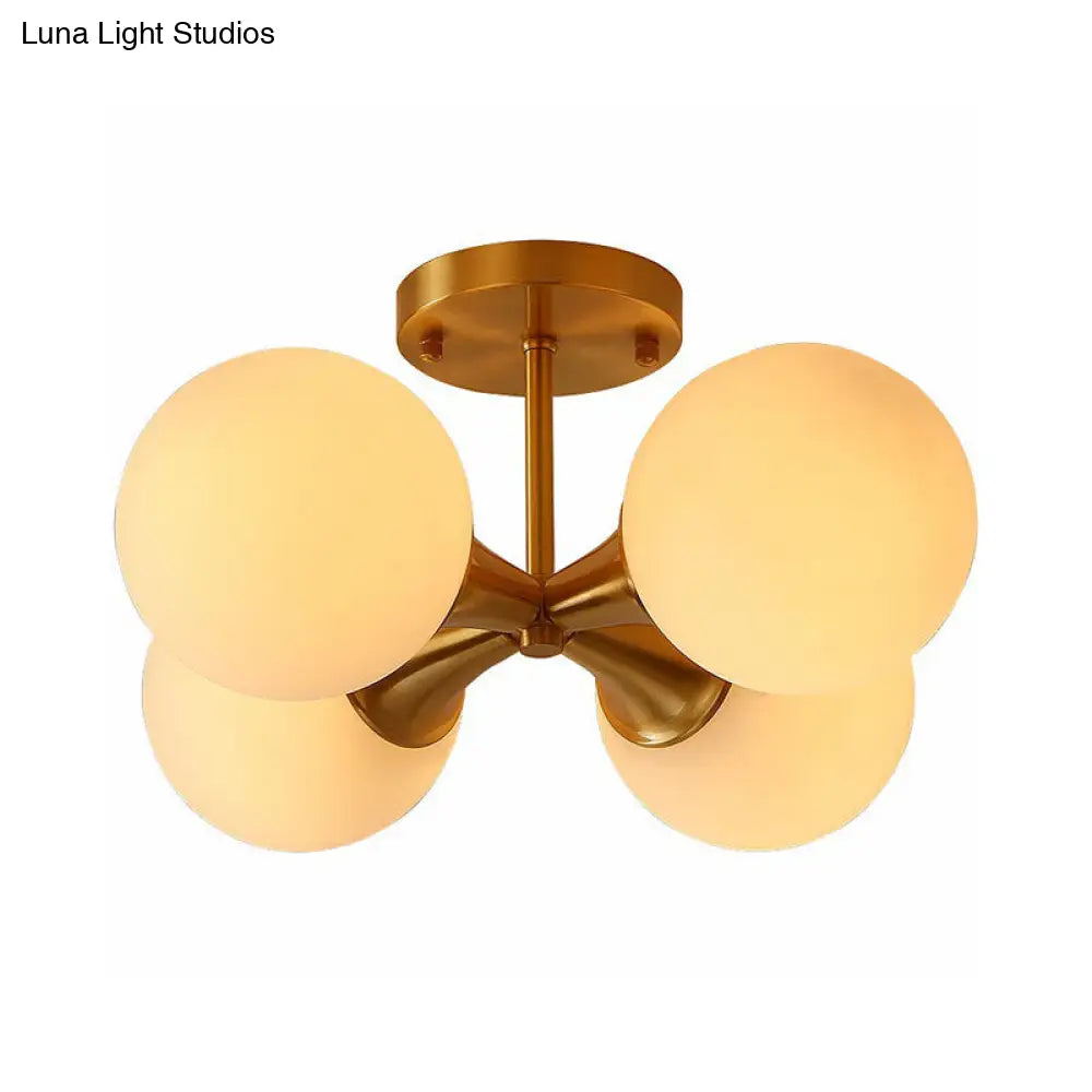 DecorBites™ DecorBites™ Postmodern Gold Finish Flush Mount Ceiling Light with White Glass Ball