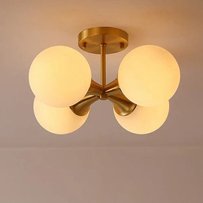 DecorBites™ DecorBites™ Postmodern Gold Finish Flush Mount Ceiling Light with White Glass Ball