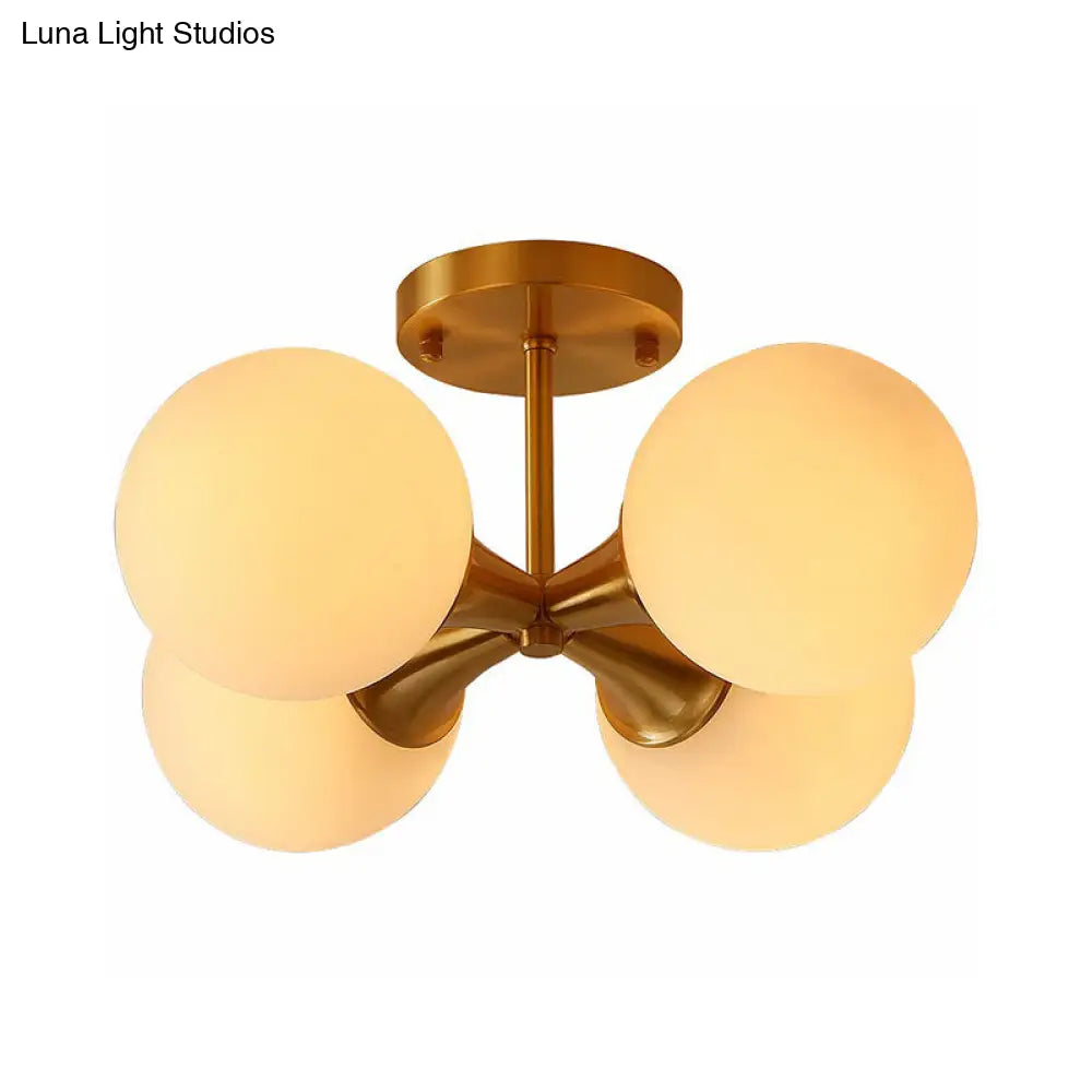 DecorBites™ DecorBites™ Postmodern Gold Finish Flush Mount Ceiling Light with White Glass Ball