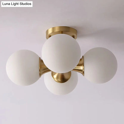 DecorBites™ DecorBites™ Postmodern Gold Finish Flush Mount Ceiling Light with White Glass Ball