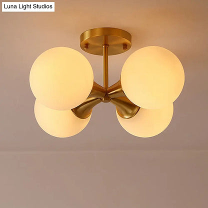 DecorBites™ DecorBites™ Postmodern Gold Finish Flush Mount Ceiling Light with White Glass Ball
