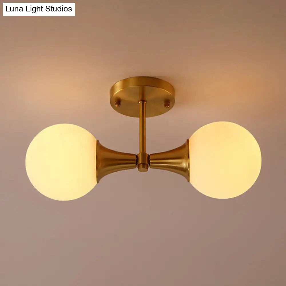 DecorBites™ DecorBites™ Postmodern Gold Finish Flush Mount Ceiling Light with White Glass Ball
