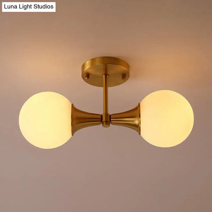 DecorBites™ DecorBites™ Postmodern Gold Finish Flush Mount Ceiling Light with White Glass Ball