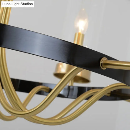 Postmodern Gold Finish Glass Flute Chandelier Ceiling Light for Dining Room