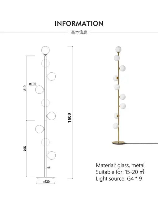 Postmodern gold glass ball standing lamp with white spherical globes decorbites glass ball ball standing lamp for living room