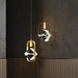 Postmodern Gold Hanging Lamp for Restaurants - 2-Head Cubic Multi Light Pendant with Metal Frame