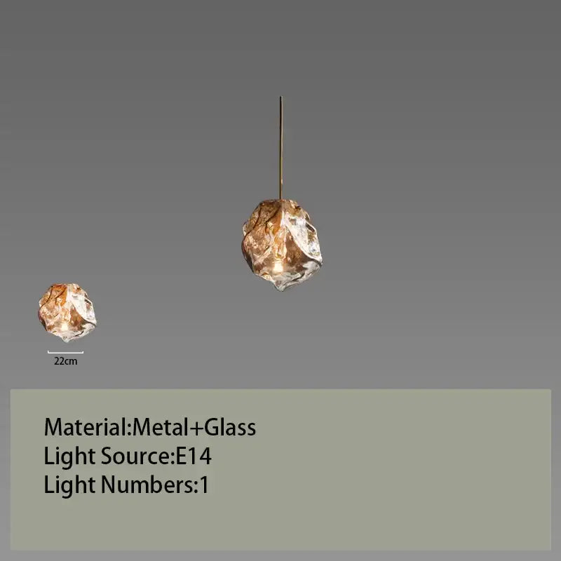 Postmodern gold irregular glass led chandelier with textured translucent glass globe and metallic frame for dining room light
