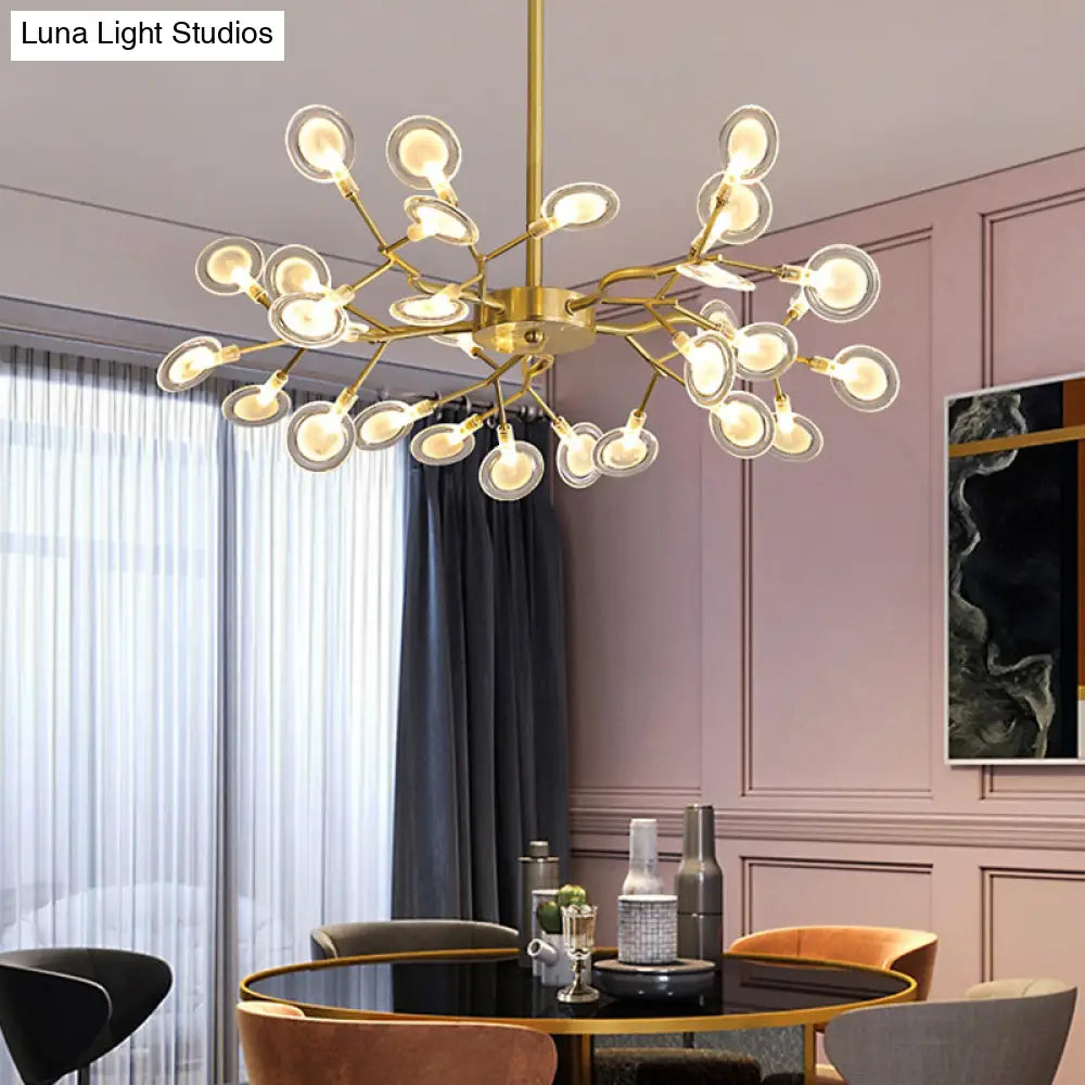 Postmodern Heracleum Chandelier Lamp: Blown Glass, 30 Bulbs, Living Room Pendant Light