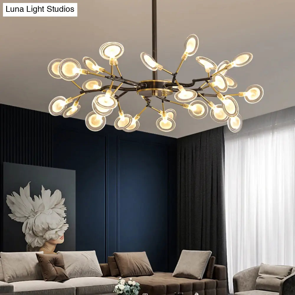 Postmodern Heracleum Chandelier Lamp: Blown Glass, 30 Bulbs, Living Room Pendant Light