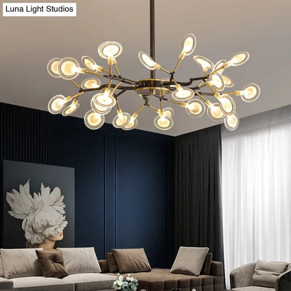 Postmodern Heracleum Chandelier Lamp: Blown Glass, 30 Bulbs, Living Room Pendant Light