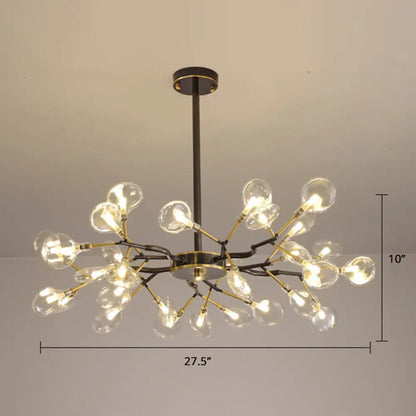 Postmodern Heracleum Chandelier Lamp: Blown Glass, 30 Bulbs, Living Room Pendant Light