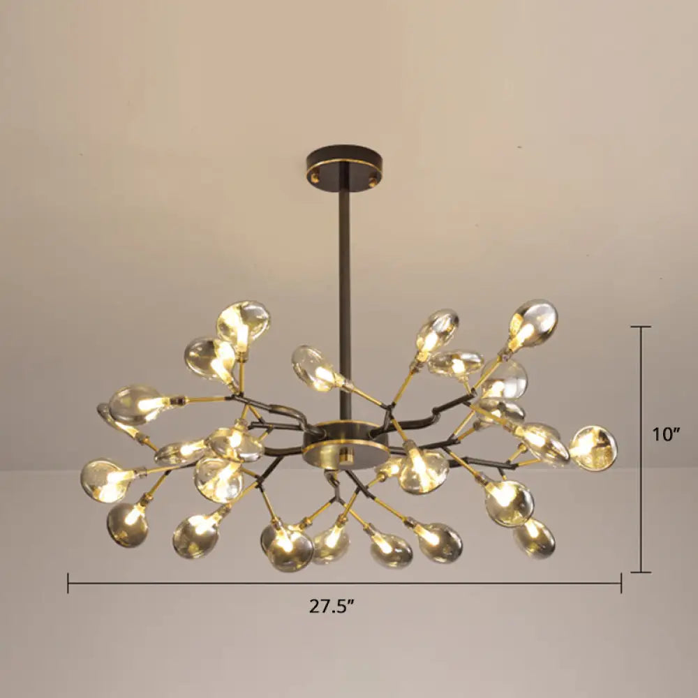 Postmodern Heracleum Chandelier Lamp: Blown Glass, 30 Bulbs, Living Room Pendant Light