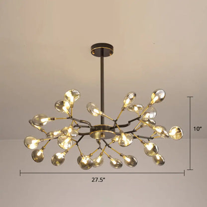 Postmodern Heracleum Chandelier Lamp: Blown Glass, 30 Bulbs, Living Room Pendant Light