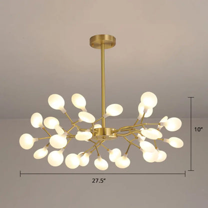 Postmodern Heracleum Chandelier Lamp: Blown Glass, 30 Bulbs, Living Room Pendant Light