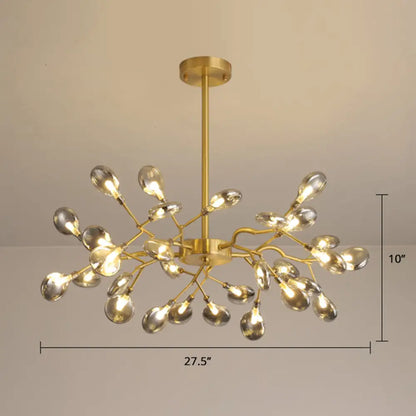 Postmodern Heracleum Chandelier Lamp: Blown Glass, 30 Bulbs, Living Room Pendant Light