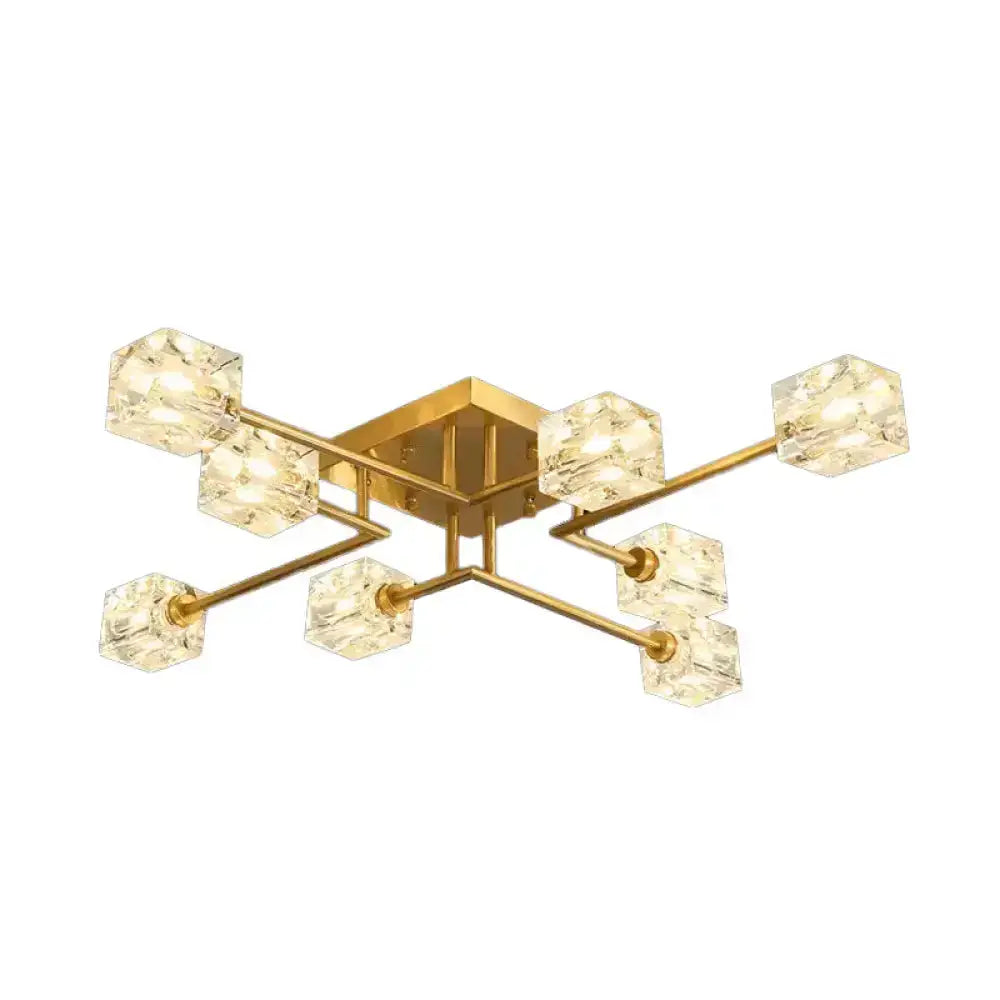DecorBites™ DecorBites™ Postmodern Ice Cube Crystal Brass Flush Mounted Light with Multiple Heads - 12/16