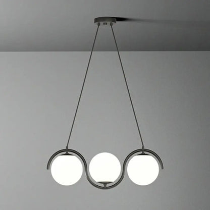 ديكوربايتس™ - وحدة إضاءة جزيرة بتصميم ما بعد الحداثة: مصباح معلق معدني متموج مع غطاء زجاجي