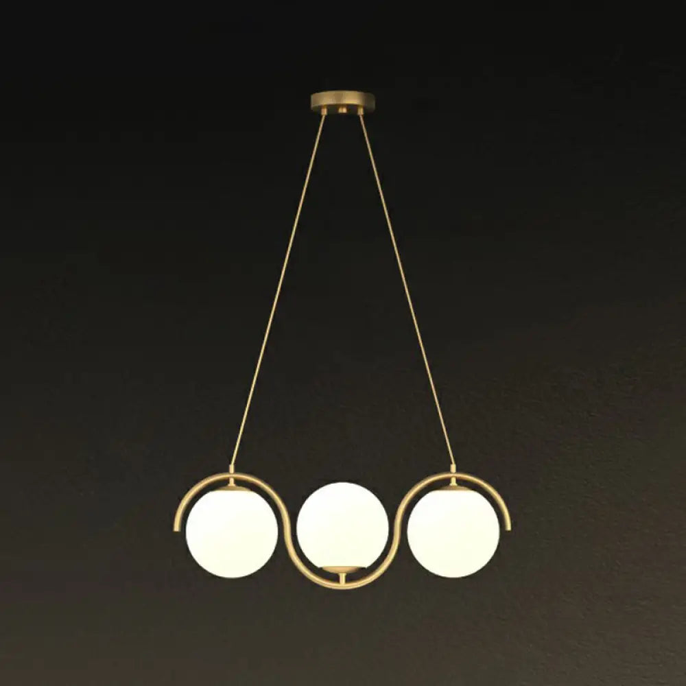 ديكوربايتس™ - وحدة إضاءة جزيرة بتصميم ما بعد الحداثة: مصباح معلق معدني متموج مع غطاء زجاجي