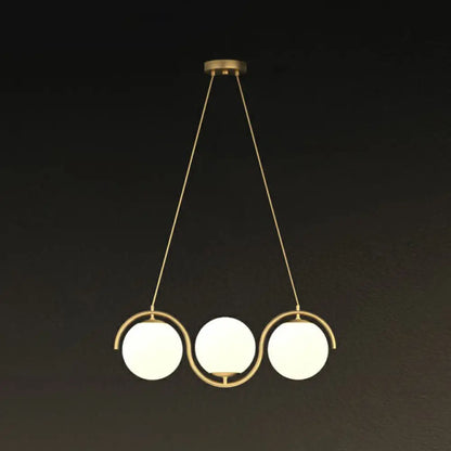 ديكوربايتس™ - وحدة إضاءة جزيرة بتصميم ما بعد الحداثة: مصباح معلق معدني متموج مع غطاء زجاجي