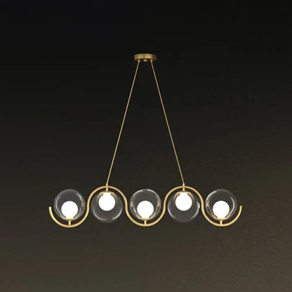 ديكوربايتس™ - وحدة إضاءة جزيرة بتصميم ما بعد الحداثة: مصباح معلق معدني متموج مع غطاء زجاجي