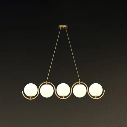 ديكوربايتس™ - وحدة إضاءة جزيرة بتصميم ما بعد الحداثة: مصباح معلق معدني متموج مع غطاء زجاجي