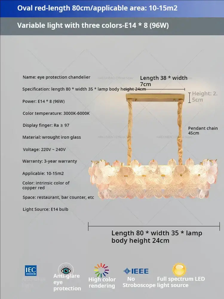 Elegant gold-toned wrought iron pendant light with glass flower princess shades emitting warm copper red light for flower princess room